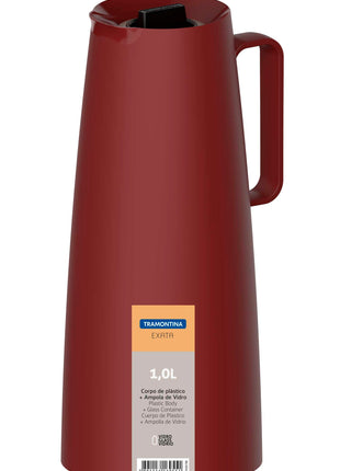 Tramontina Thermal Flask with Interior Glass Container (Red, 1.0l) - Tramontina Store UK