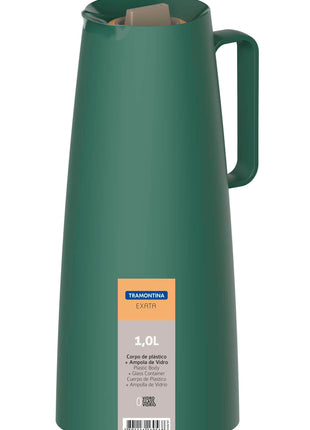 Tramontina Thermal Flask with Interior Glass Container (Olive Green, 1.0l) - Tramontina Store UK
