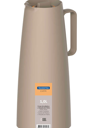 Tramontina Thermal Flask with Interior Glass Container (Beige, 1.0l) - Tramontina Store UK