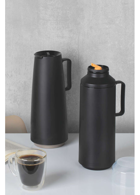 Tramontina Thermal Flask with Cup Lid and Interior Glass Container (Black, 1.0l) - Tramontina Store UK