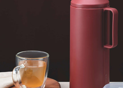 Tramontina Thermal Flask with Cup Lid and Interior Glass Container (Red, 1.0l)