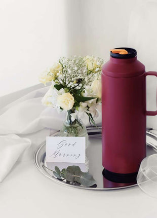 Tramontina Thermal Flask with Cup Lid and Interior Glass Container (Red, 1.0l) - Tramontina Store UK
