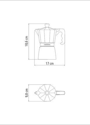 Tramontina Italian Espresso Pot 320ml (Silver) - Tramontina Store UK