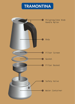 Tramontina Italian Espresso Coffee Maker (350ml) - Tramontina Store UK