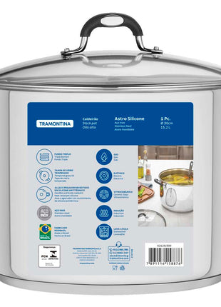 Tramontina Stainless Steel Stock Pot 30cm (15.2l) - Tramontina Store UK