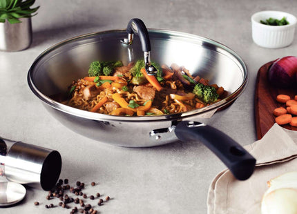 Tramontina Stainless Steel Wok with Glass Lid 28cm (3.3l)
