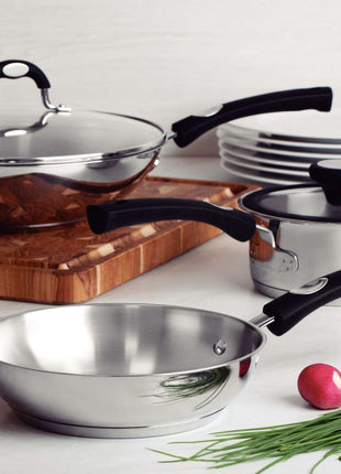 Tramontina Stainless Steel Wok with Glass Lid 28cm (3.3l) - Tramontina Store UK
