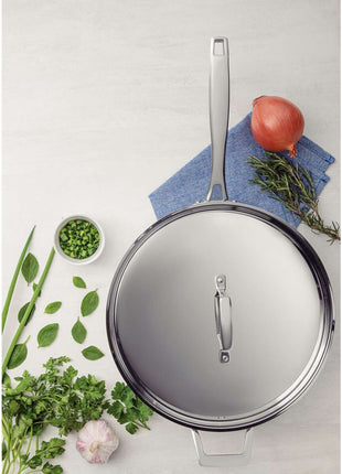 Tramontina 3-Ply Stainless Steel Frying Pan with lid 30cm (5.6l) - Tramontina Store UK
