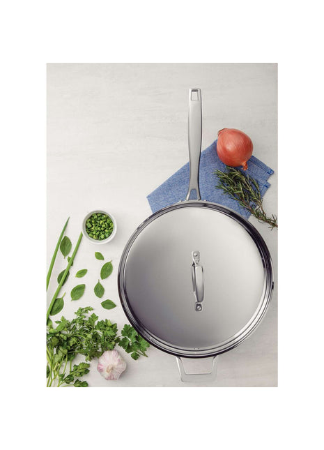 Tramontina 3-Ply Stainless Steel Frying Pan with lid 30cm (5.6l) - Tramontina Store UK