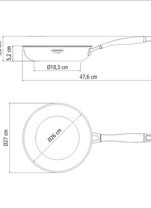 Tramontina 3-Ply Stainless Steel Frying Pan 26cm (2.2l) - Tramontina Store UK