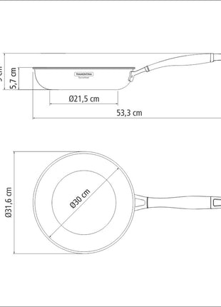 Tramontina 3-Ply Stainless Steel Frying Pan 30cm (3.4l) - Tramontina Store UK