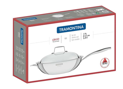Tramontina 3-Ply Stainless Steel Wok 32cm (5.2l)