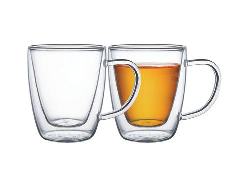 Tramontina 2 Pcs. Double Walled Coffee and Tea Cups with Handles (270ml) - Tramontina Store UK
