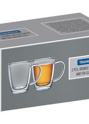 Tramontina 2 Pcs. Double Walled Coffee and Tea Cups with Handles (270ml) - Tramontina Store UK