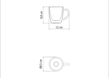 Tramontina 2 Pcs. Double Walled Coffee and Tea Cups with Handles (270ml)
