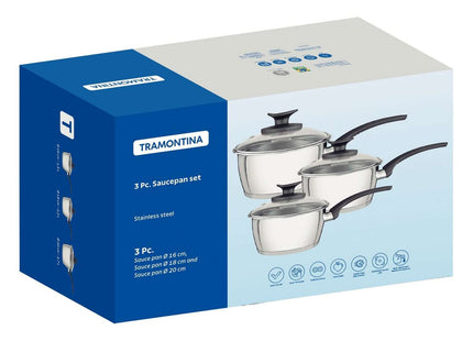 Stainless Steel 3 Pcs. Saucepan Set