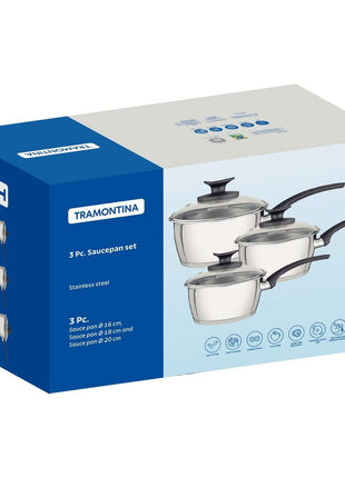 Tramontina Stainless Steel 3 Pcs. Saucepan Set - Tramontina Store UK