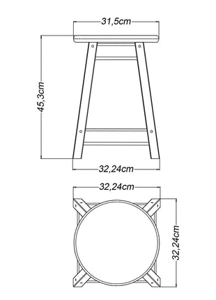 Tramontina Natural Pine Wood Stool Ø33 x 46.5cm - Tramontina Store UK