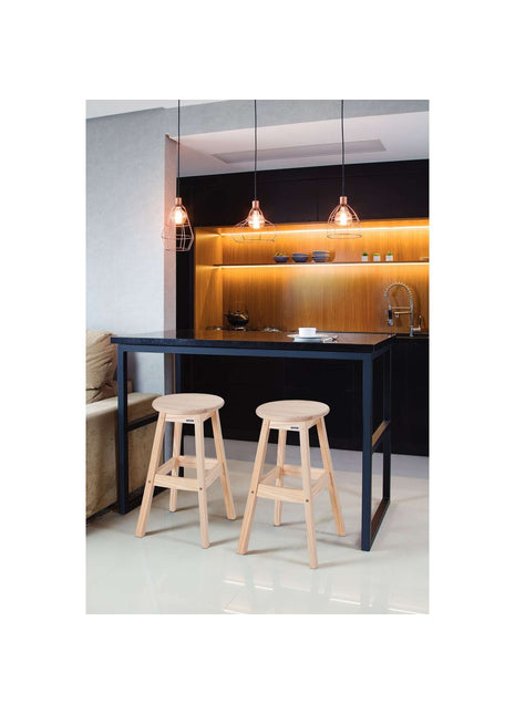 Tramontina Natural Pine Wood Counter Stool Ø 40 x 70.8cm - Tramontina Store UK