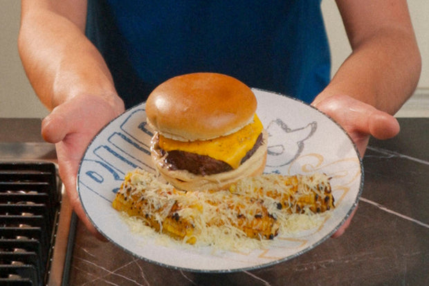 Homemade Burger with Corn Ribs