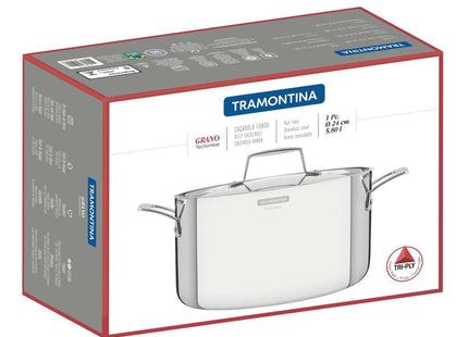 Tramontina 3-Ply Stainless Steel Deep Casserole 24cm (5.8l)