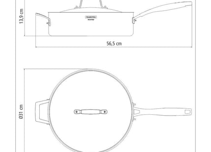 Tramontina 3-Ply Stainless Steel Frying Pan with lid 30cm (5.6l) Tramontina Store