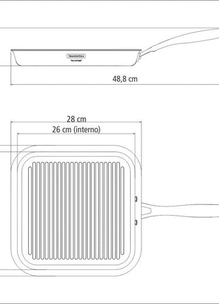 Tramontina 3-Ply Stainless Steel Griddle Pan 28cm (1.9l) - Tramontina Store UK