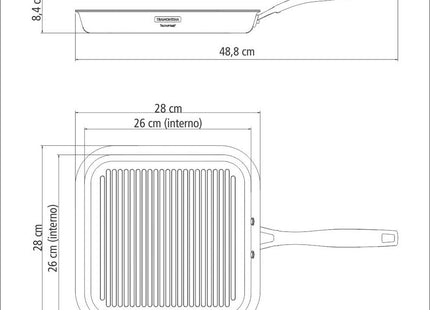 Tramontina 3-Ply Stainless Steel Griddle Pan 28cm (1.9l)
